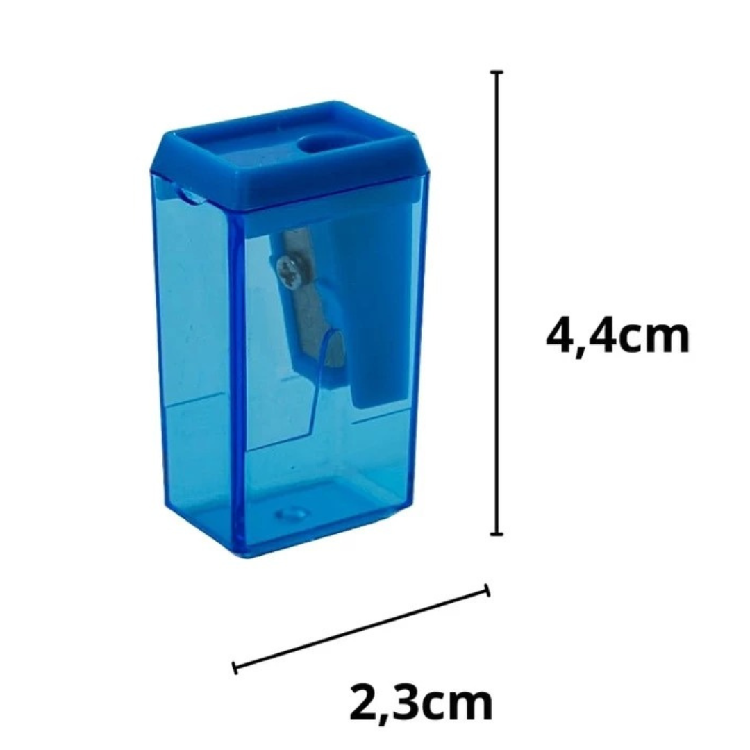 Apontador Acrilico Com Deposito Retangular 40Mm Leo e Leo - Cx 24 Unidades