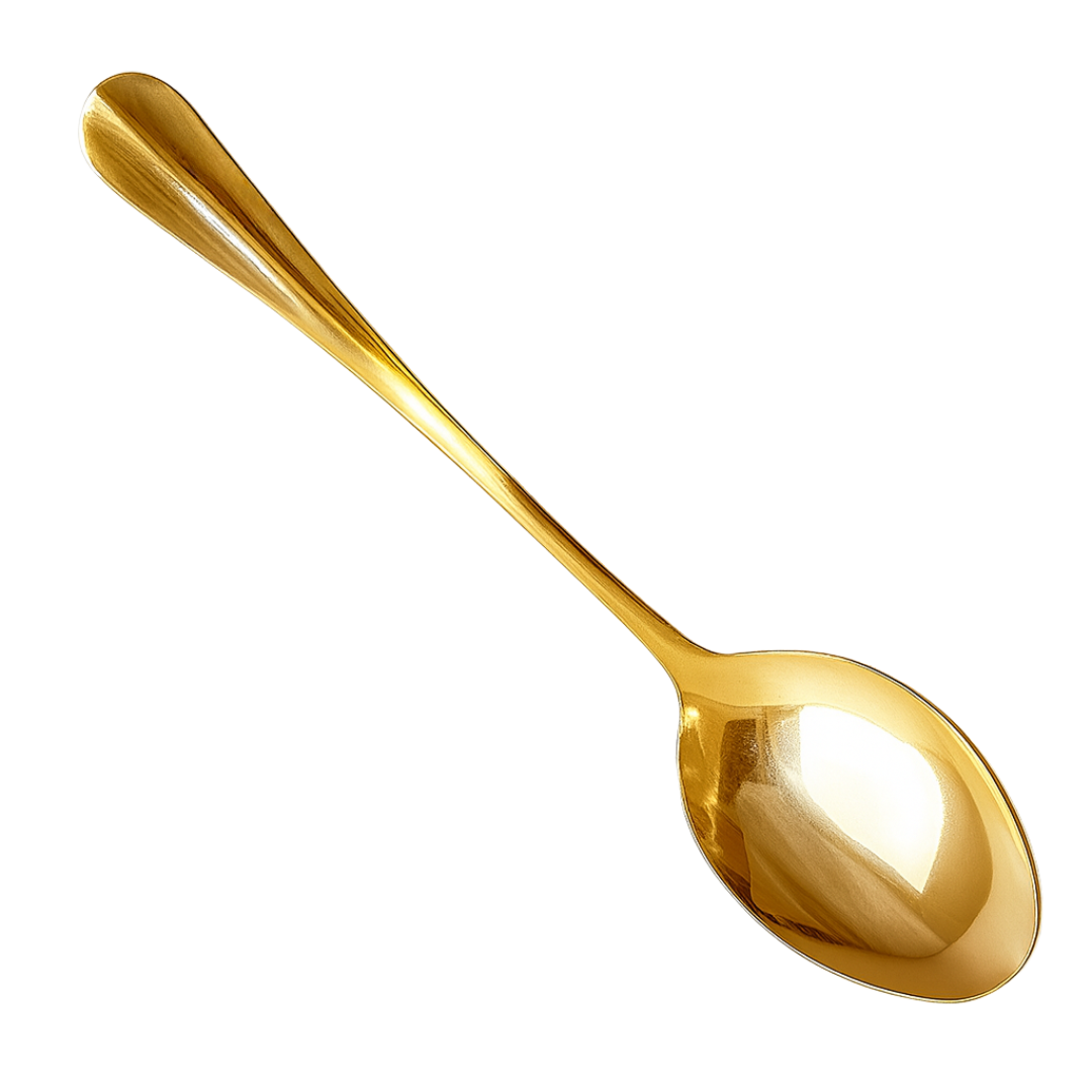 Conj 6 Colheres P/Mesa Inox Positano Dourado Coliseu - Cx 6 Unidades