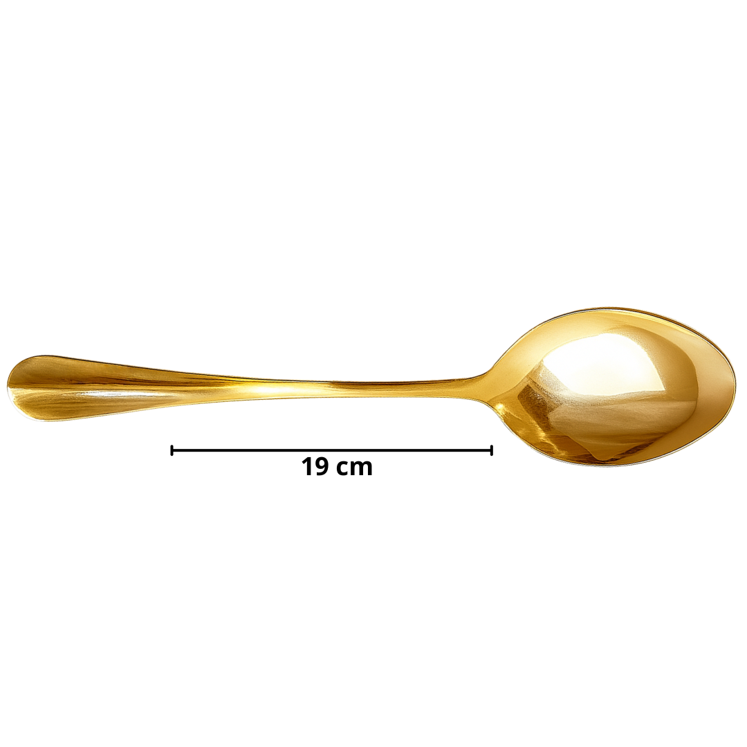 Conj 6 Colheres P/Mesa Inox Positano Dourado Coliseu - Cx 6 Unidades
