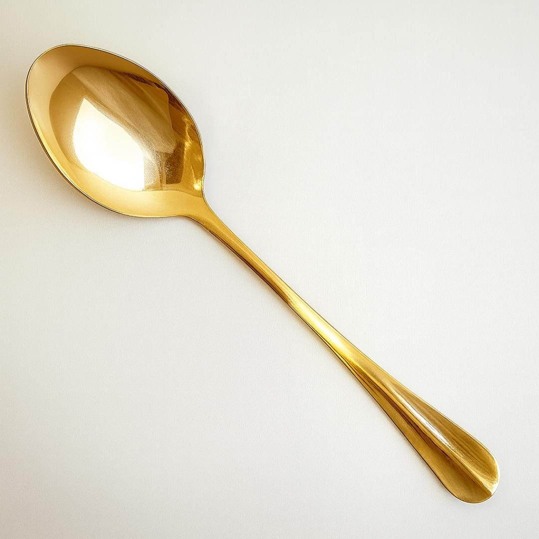 Conj 6 Colheres P/Mesa Inox Positano Dourado Coliseu - Cx 6 Unidades