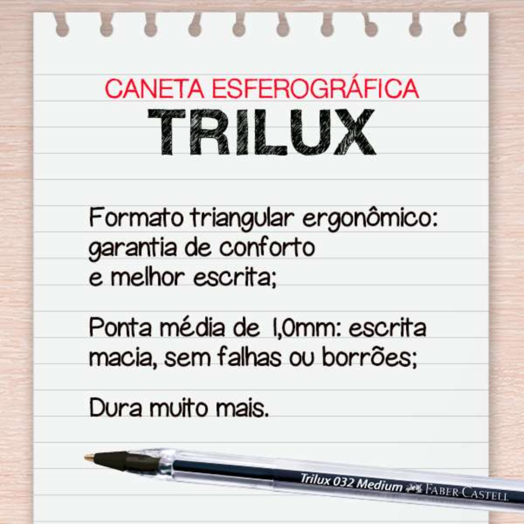 Caneta Esf Trilux Md Pt Faber Castell  - Cx 50 Unidades