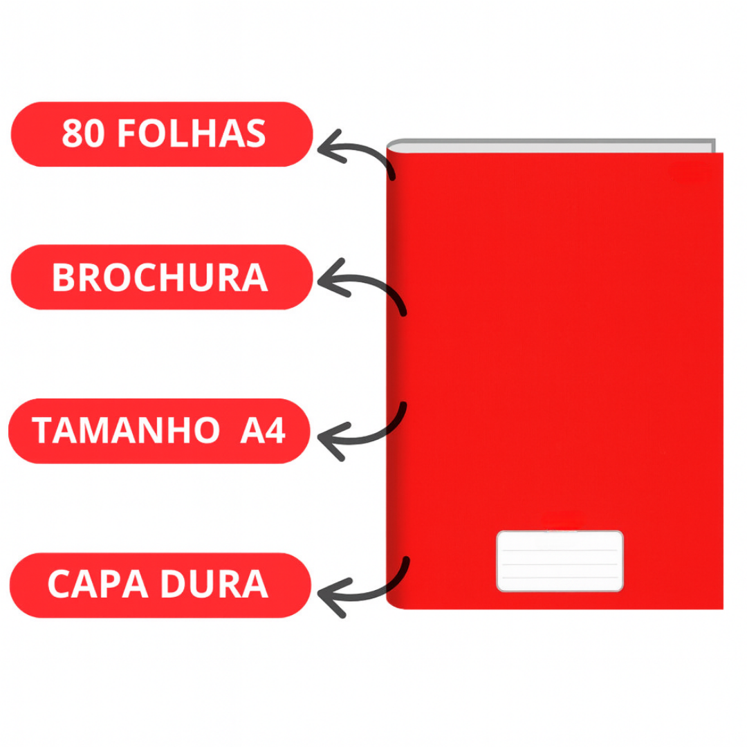 Caderno Broch Cd Vermelho 80Fls Smart  - Cx 12 Unidades