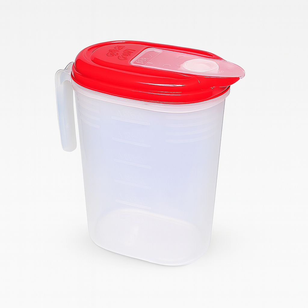 Jarra Graduada 2L Com Tampa Flip Top Vermelha Nitron - Cx 6 Unidades