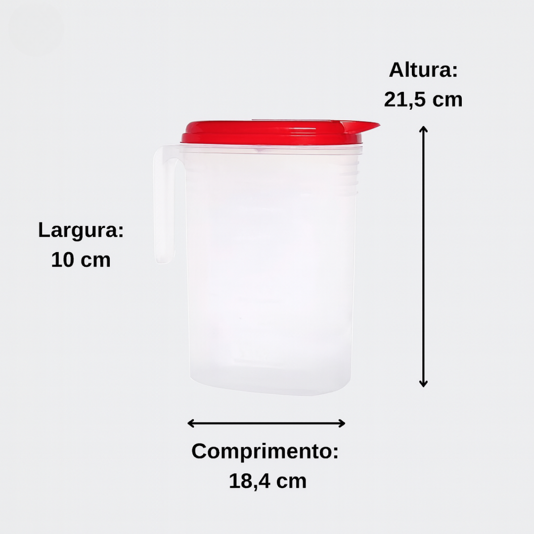 Jarra Graduada 2L Com Tampa Flip Top Vermelha Nitron - Cx 6 Unidades