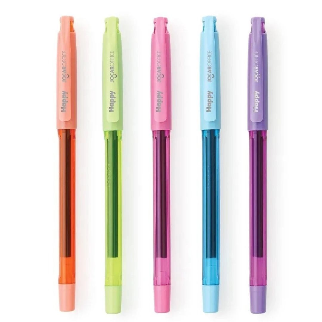 Caneta Gel 0,7 Happy Colorida - Cx 12 Unidades