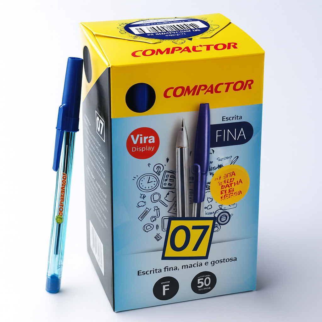Caneta Esf 07 Azul Compactor 11001 - Cx 50 Unidades
