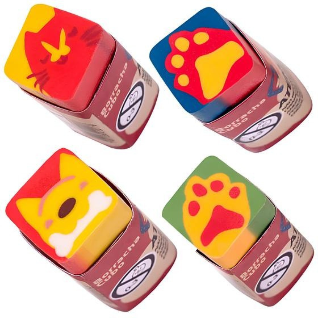 Borracha Cubo Decorada Pets Leo E Leo  - Cx 24 Unidades