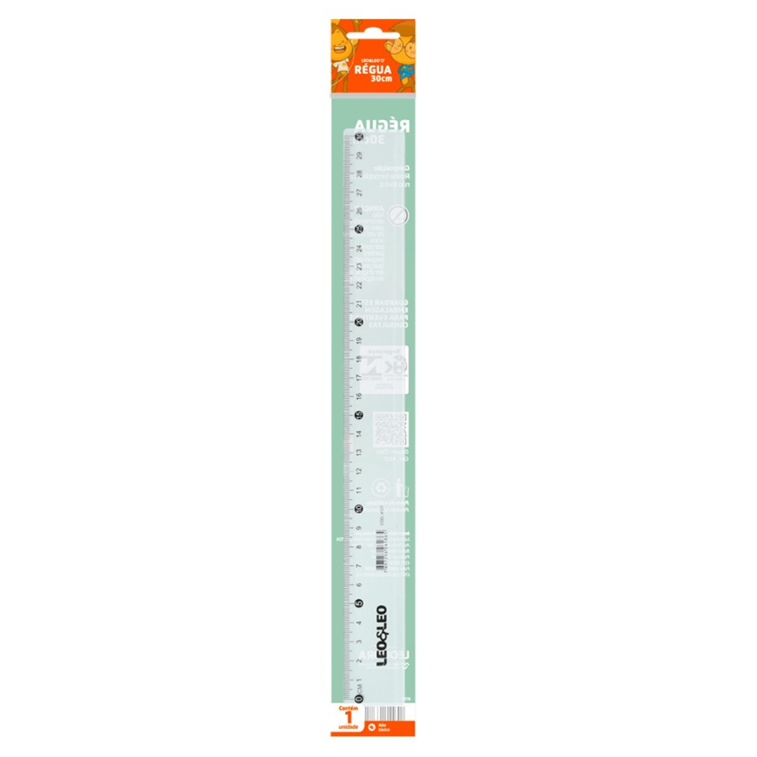 Regua Plastica 30Cm Leo E Leo  - Cx 12 Unidades