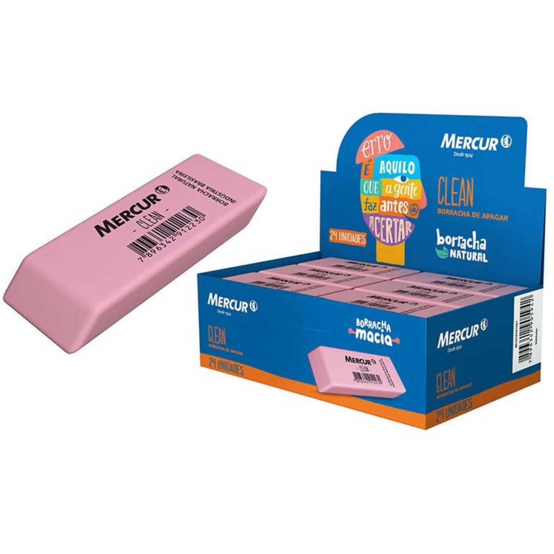 Borracha Clean Rosa Mercur 031 - Cx 24 Unidades