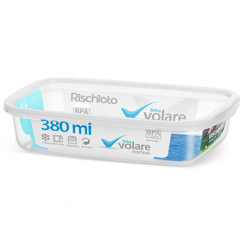 Pote Retangular Volare 380Ml Rischioto  - Cx 12 Unidades