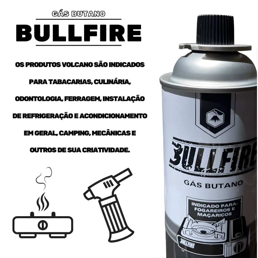 Gás Refil Volcano Bullfire - Cx 12 Unidades