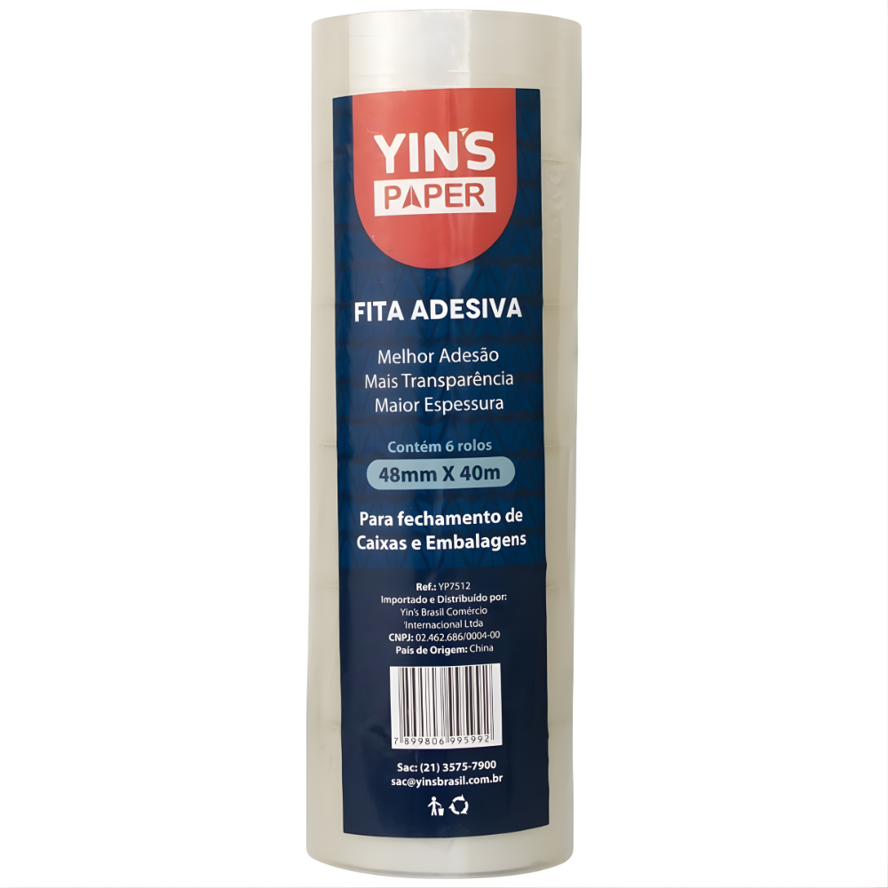 Fita Adesiva Transparente 48Mm X 40M Yins - Cx 12 Unidades