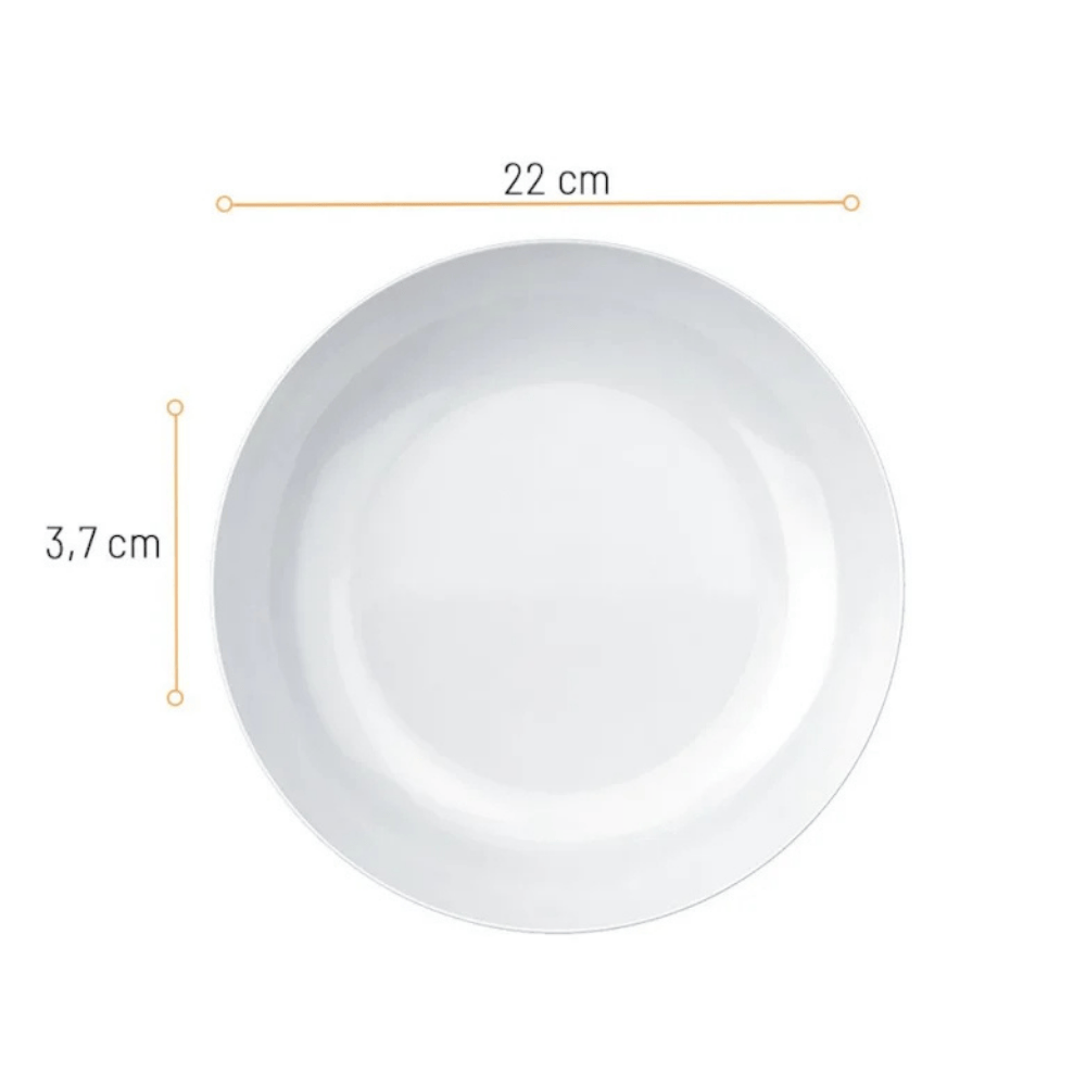 Prato Opaline Blanc Fundo - Cx 12 Unidades