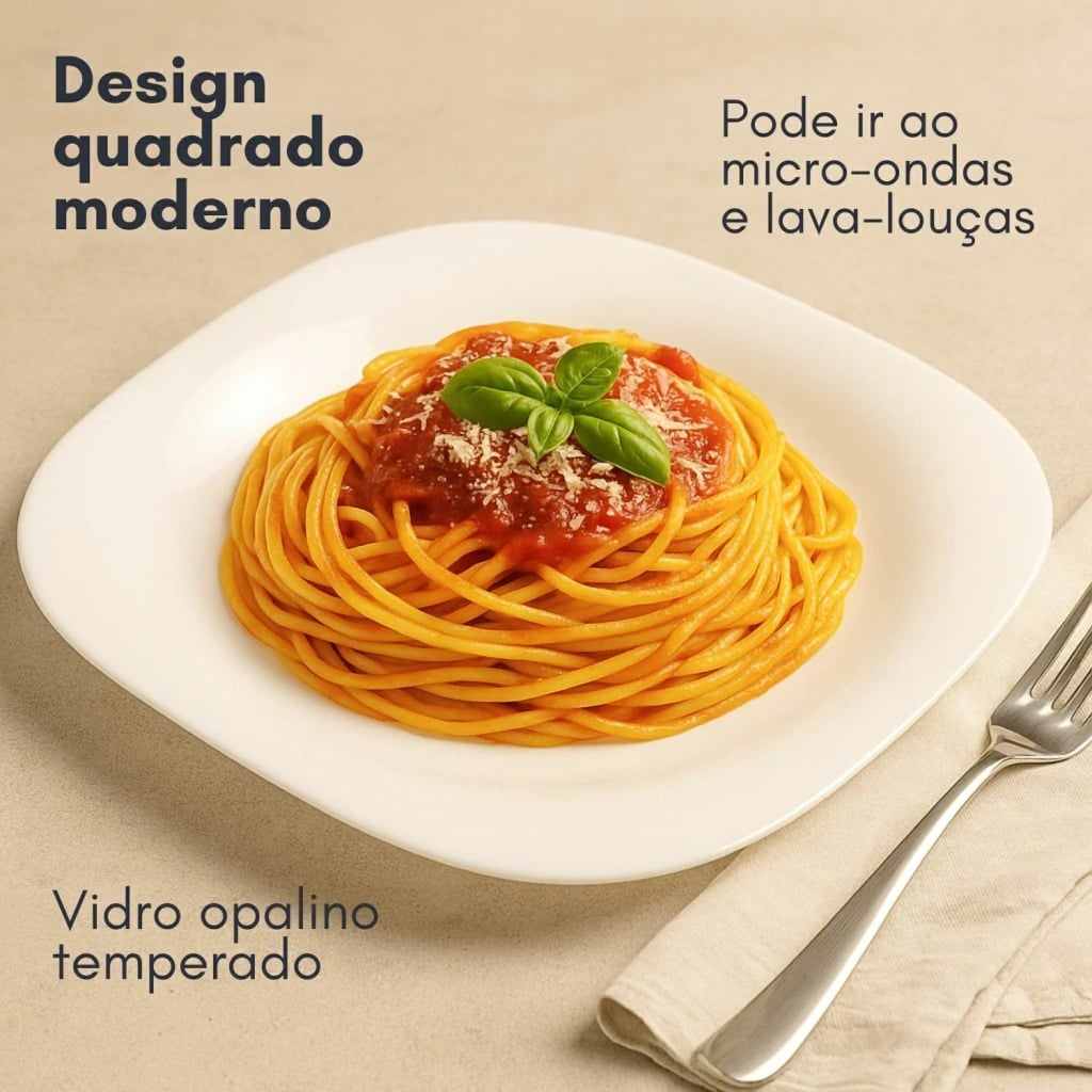 Prato Vidro Raso 27Cm Plaza Duralex Opaline Temperado Nadir - Cx 6 Unidades