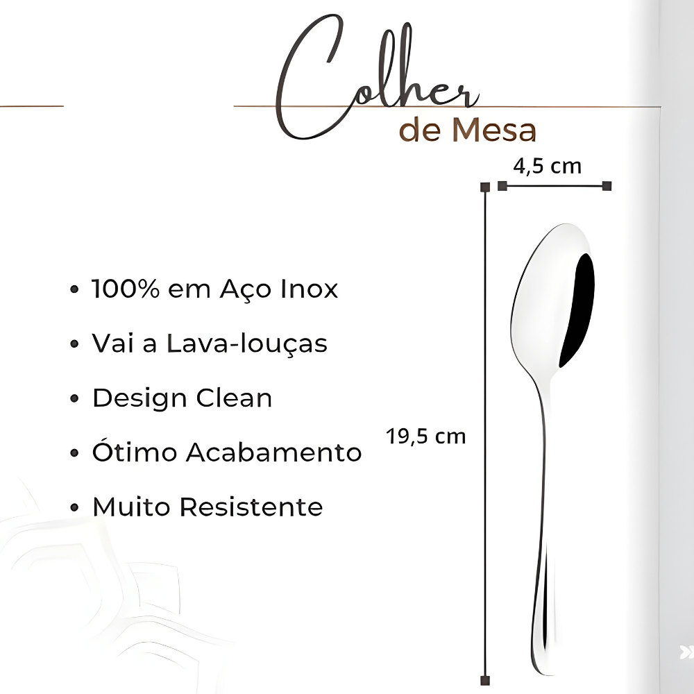 Colher De Mesa Em Aço - Cx 6 Unidades