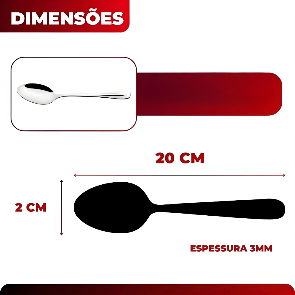 Colher De Mesa Em Aço - Cx 6 Unidades