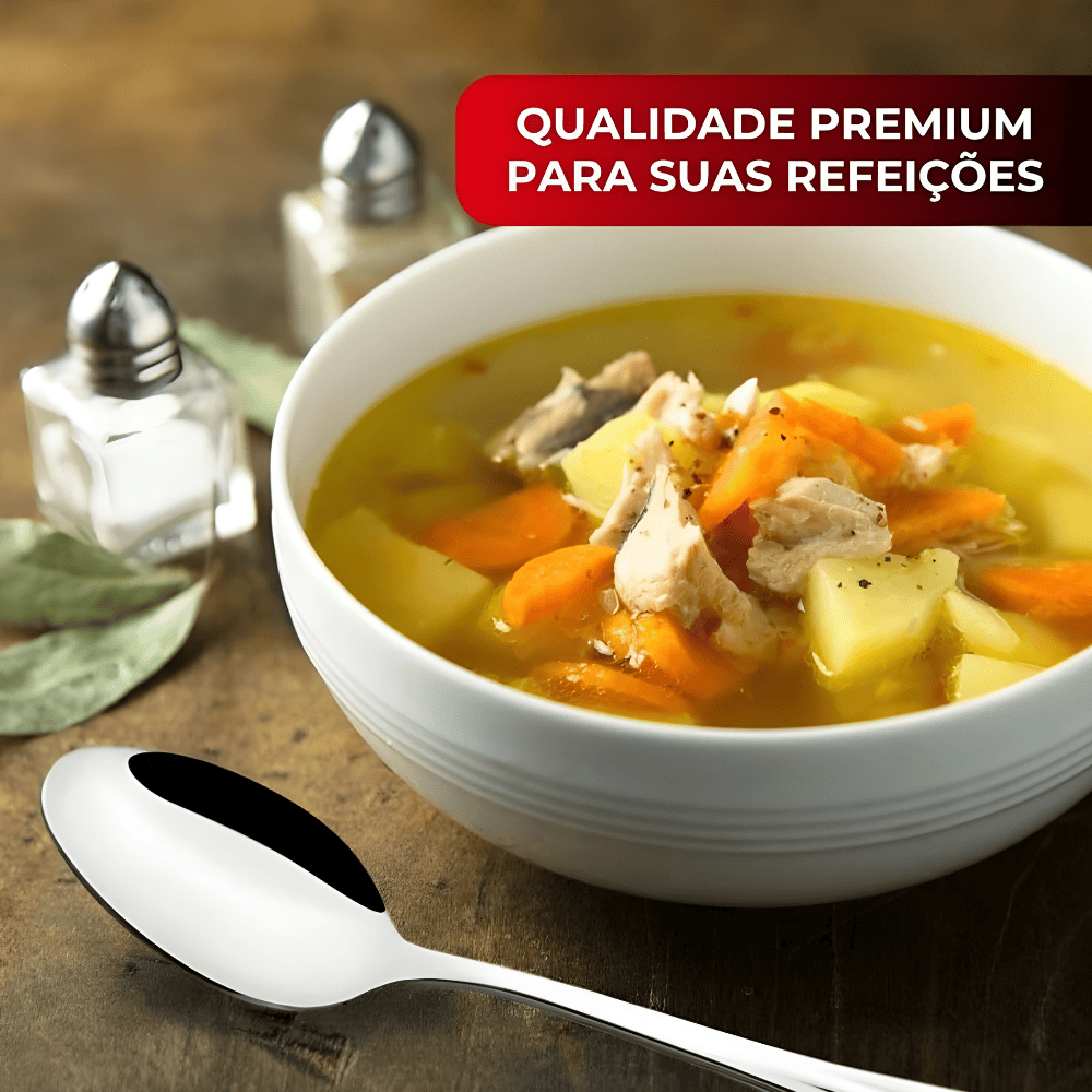 Colher De Mesa Em Aço - Cx 6 Unidades