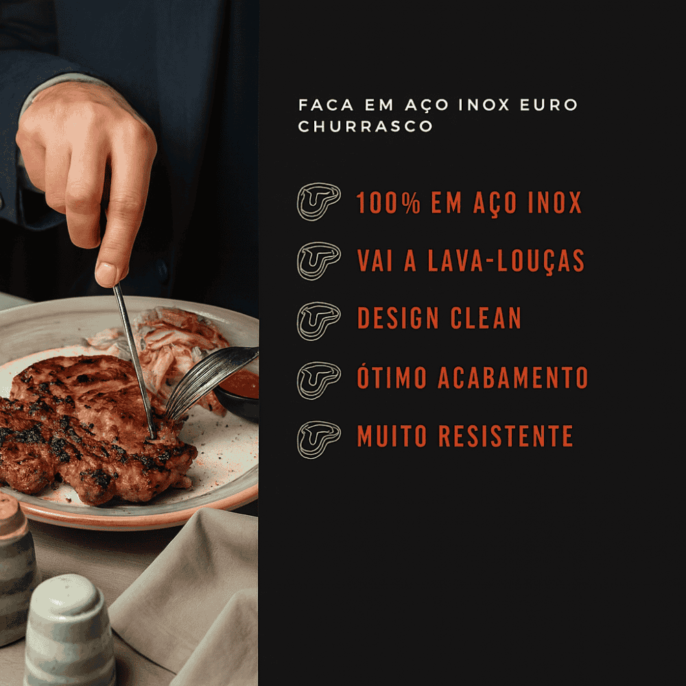 Faca Para Churrasco Euro Original Line - Cx 6 Unidades