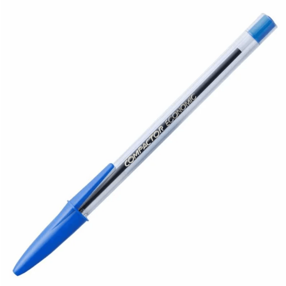 Caneta Esferográfica Economic Azul Compactor - Cx 6 Unidades